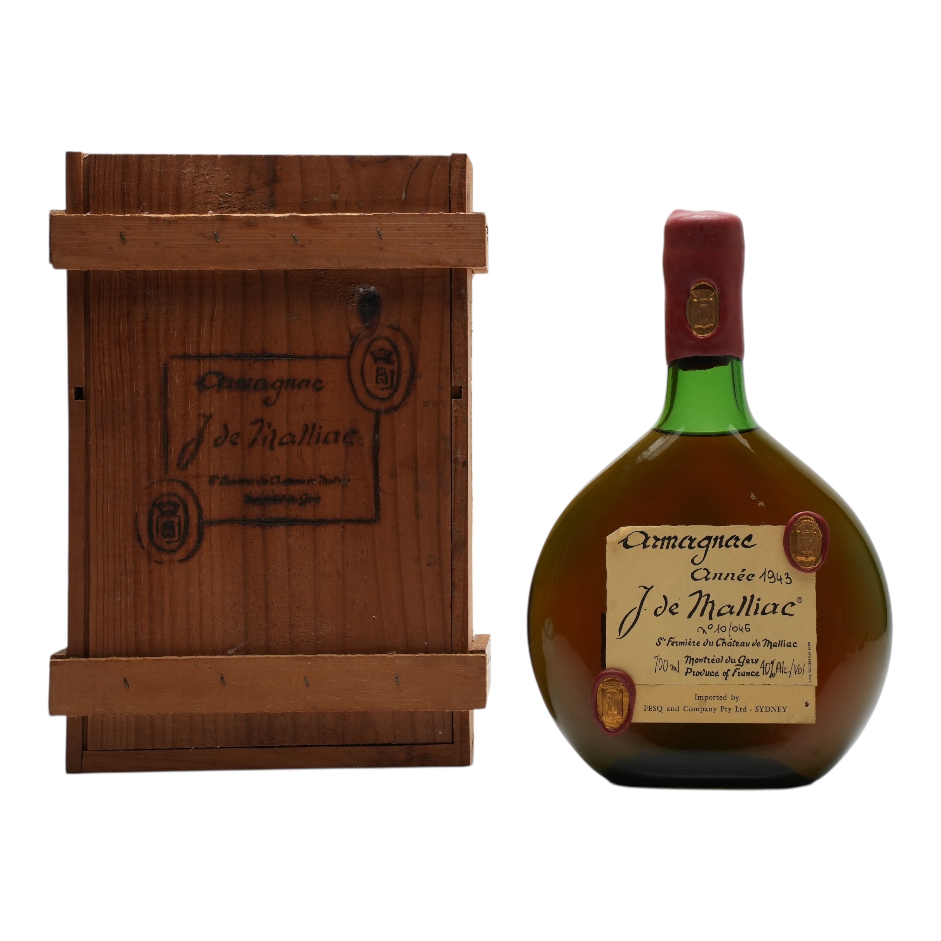 J. de Malliac Millesime Armagnac 1943
